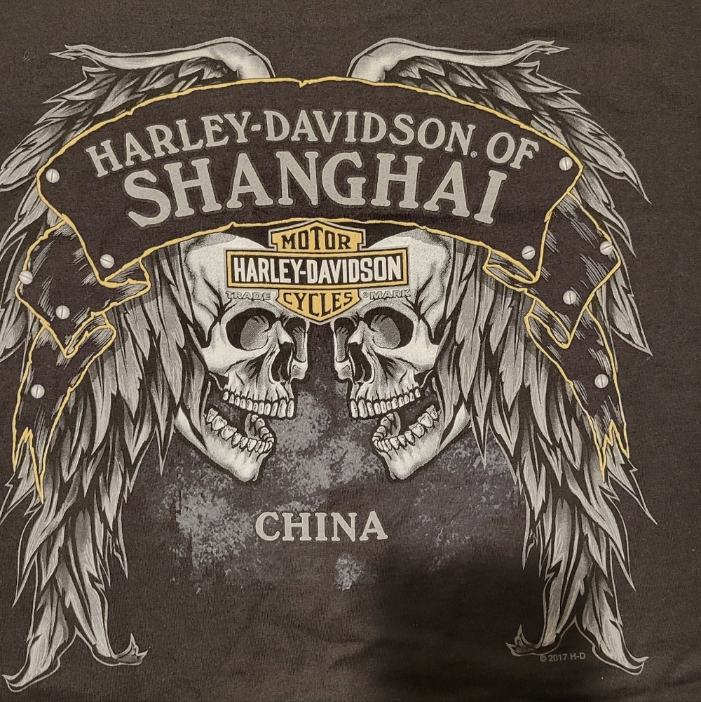 RARE Harley Davidson Skull Shanghai T-Shirt - Picture 2 of 4